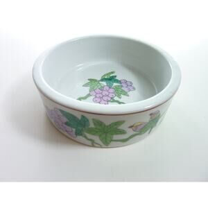 Vintage Chinese Trinket Dish Hand Painted Birds Planter Bowl